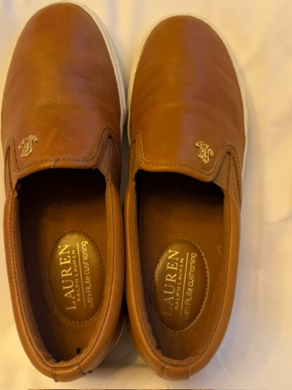 Lauren Ralph Lauren Ria Leather Slip On Sneakers Brown 7.5B